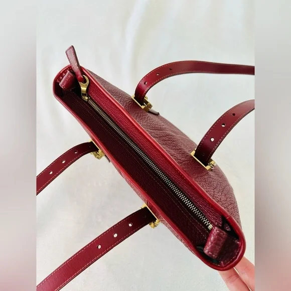 Vintage Dooney and Bourke Pebbled Leather Tote Bag in Deep Burgundy Color - Picture 5 of 12